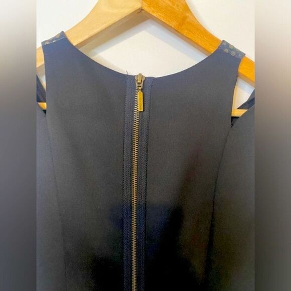 Y2K VINTAGE Bodycon Tank Dress Black Gold Metallic Sleek Womens 4 Cyberpunk Goth - Picture 7 of 8